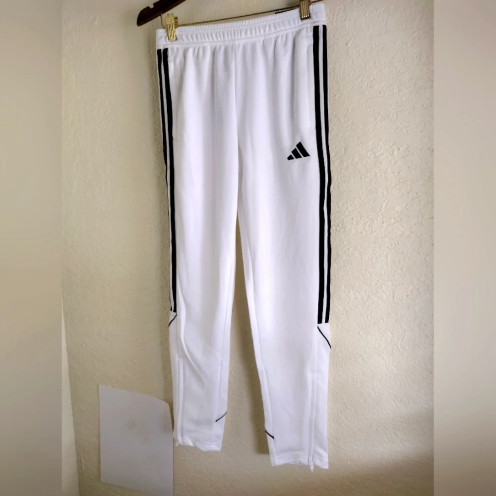 Adidas Boys White Slim Fit Tapered Pants Football - Picture 4 of 8